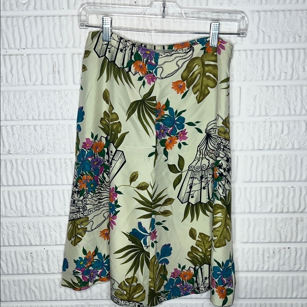 Vintage Silk Collection Floral Tropical Print Skirt